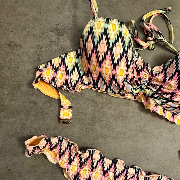 Victoria’s Secret 2 Piece Bathing Suit-Multicolor Pattern-Bottoms S/ Top 32C - Picture 4 of 6